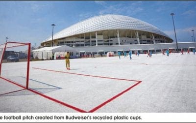 Budweiser creates unique football pitch from 50,000 recycled plastic cups – American Recycler News, Inc.