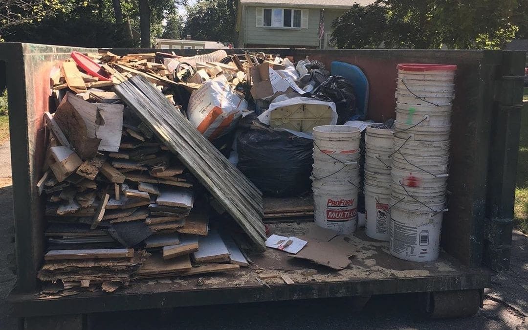Dumpster rental. Here’s an example of a well-packed dumpster. #dumpsterrental #quickdisposal #localbusiness #fallhomeprojects #cleanouts