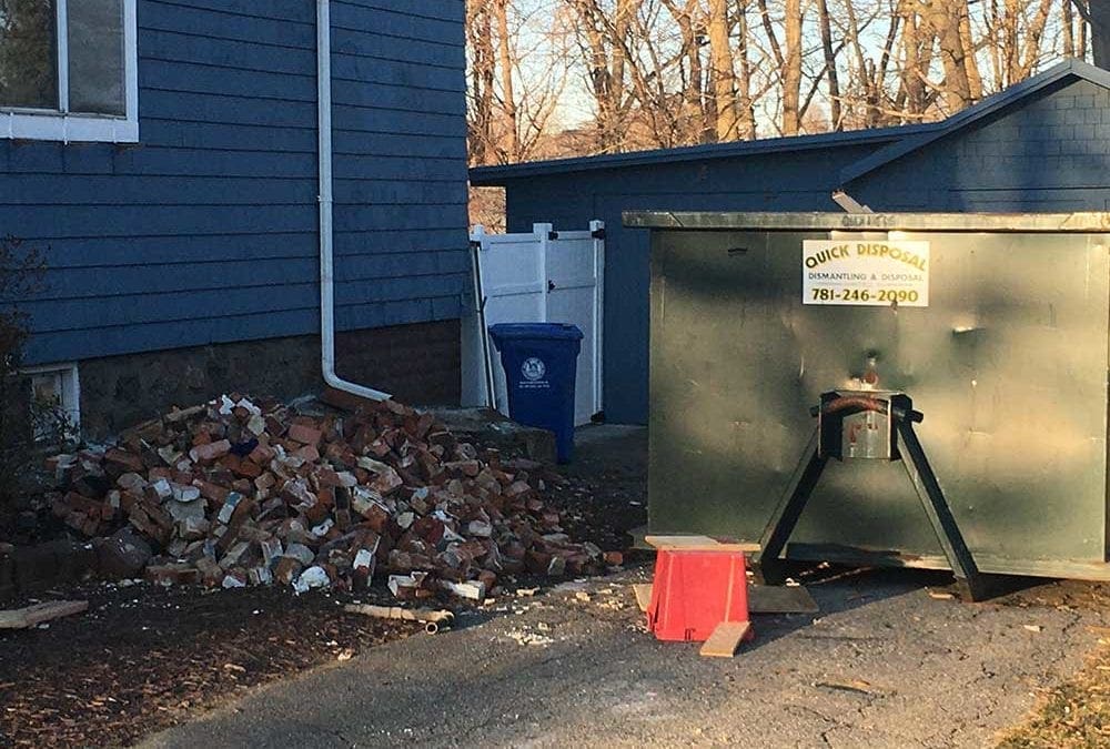 Have you recently remodeled or replaced your chimney? Quick Disposal can help haul away old bricks and debris from your chimney renovation – call us today at (781) 246-2090 to schedule your roll-off dumpster.