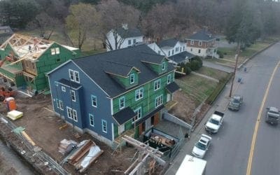We loved seeing our Quick Disposal dumpsters in these amazing aerial views of the new townhouses at 706 Main Street, Wakefield!