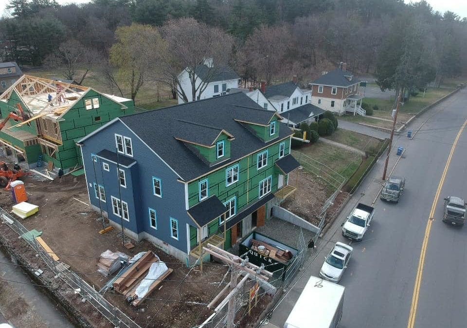 We loved seeing our Quick Disposal dumpsters in these amazing aerial views of the new townhouses at 706 Main Street, Wakefield!