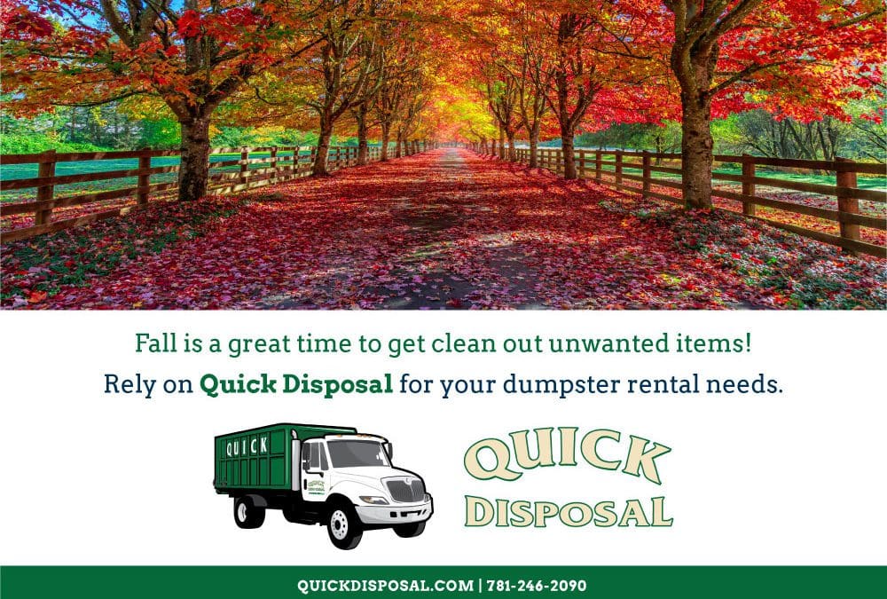 Cooler fall temps are here and that means it’s a great time for fall clean-outs! Whether you’re starting a new room project or need to remove old sheds or above-ground pools, Quick Disposal is here to help!