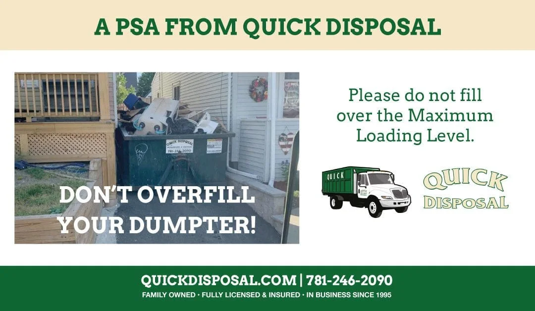 Did you know that overfilling your dumpster puts our drivers and fellow motorists at risk?  We kindly request that you do not fill over the Maximum Loading Level.  #safeload #quickdisposal #dumpsterrental #saferoads #safedriving