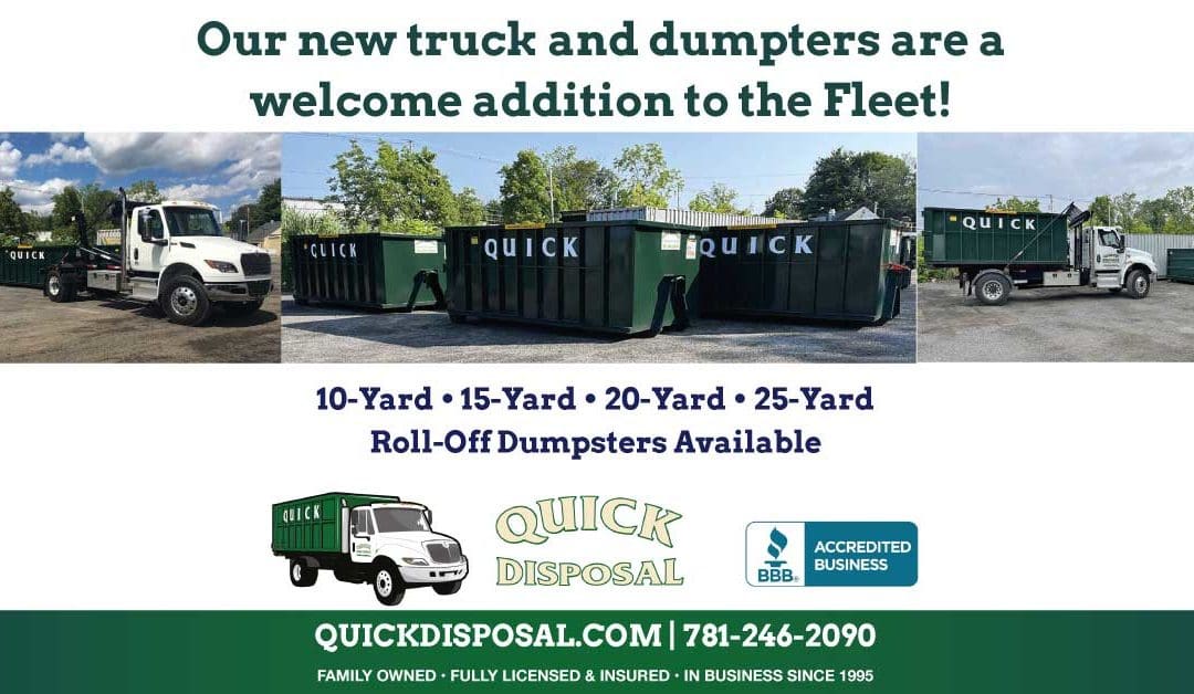 At Quick Disposal, we take immense pride in our commitment to excellence, as evidenced by our recent fleet expansion. We’re excited to introduce our brand-new truck and several additional dumpsters, showcasing our dedication to providing the best equipment for your disposal needs.