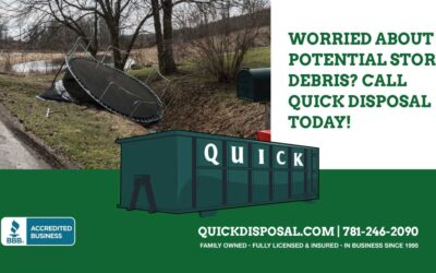 Are the expected high winds this weekend turning unwanted yard items into a concern? Call us today to reserve your roll-off dumpster ahead of the storm! Call 781-246-2090.